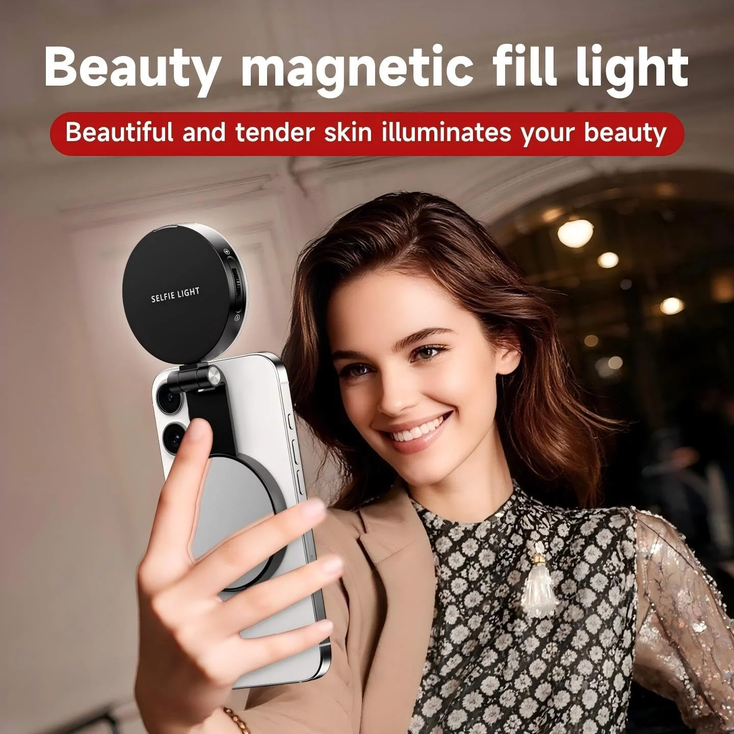 [GOLD] SnapLite Pro – CRI 95+ Magnetic 3-in-1 Selfie Light with Mirror - Image 2