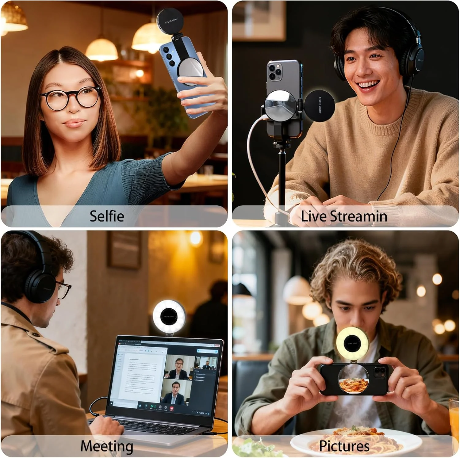 [GOLD] SnapLite Pro – CRI 95+ Magnetic 3-in-1 Selfie Light with Mirror - Image 3