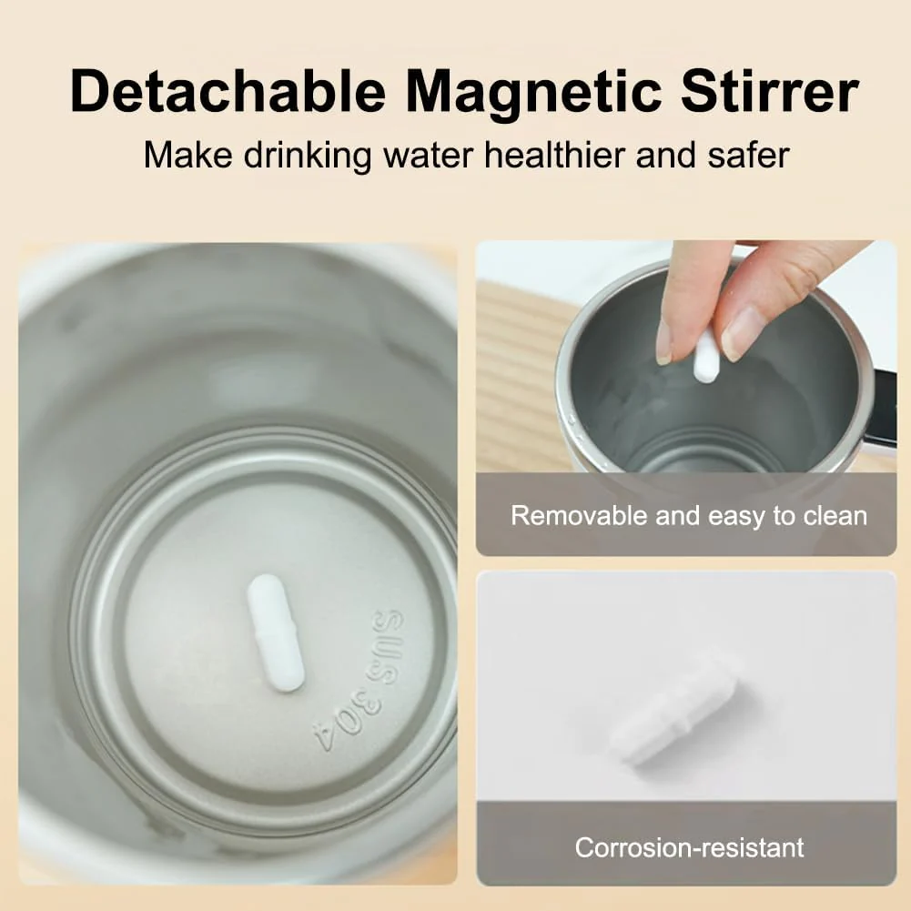 [GOLD] SpinBrew Mug – Self-Stirring Magnetic Coffee Cup with Temp Display - Image 5