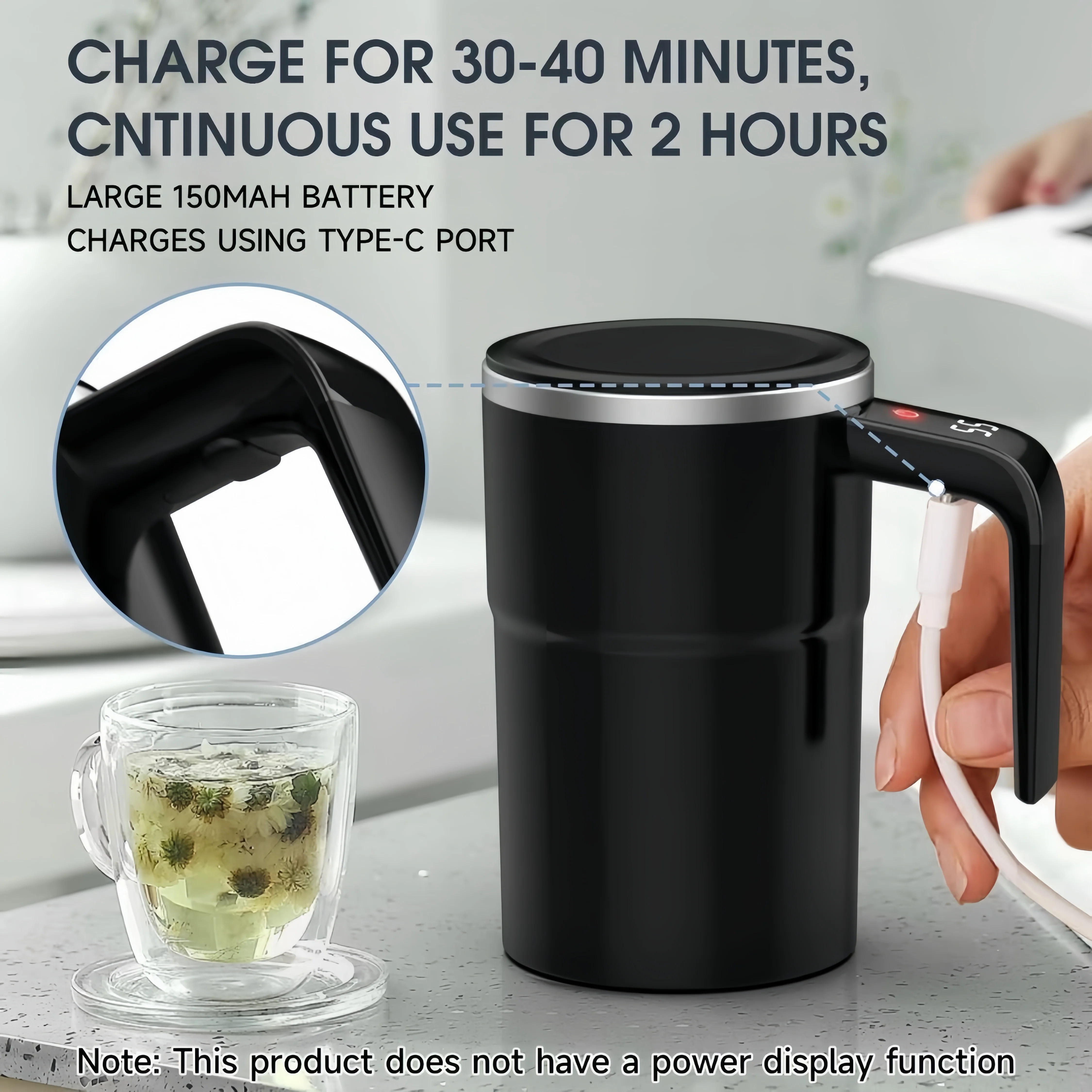 [GOLD] SpinBrew Mug – Self-Stirring Magnetic Coffee Cup with Temp Display - Image 6