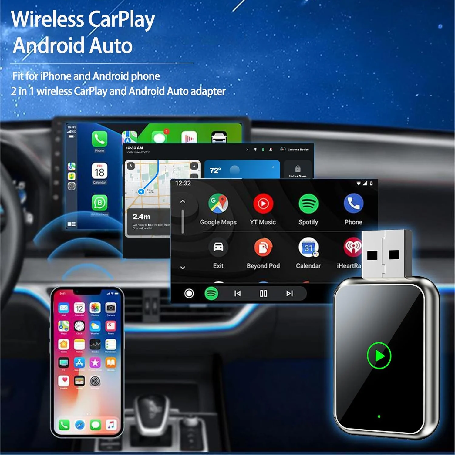 [GOLD] WireFree CarPlay Adapter – Wireless Freedom for CarPlay & Android Auto - Image 2