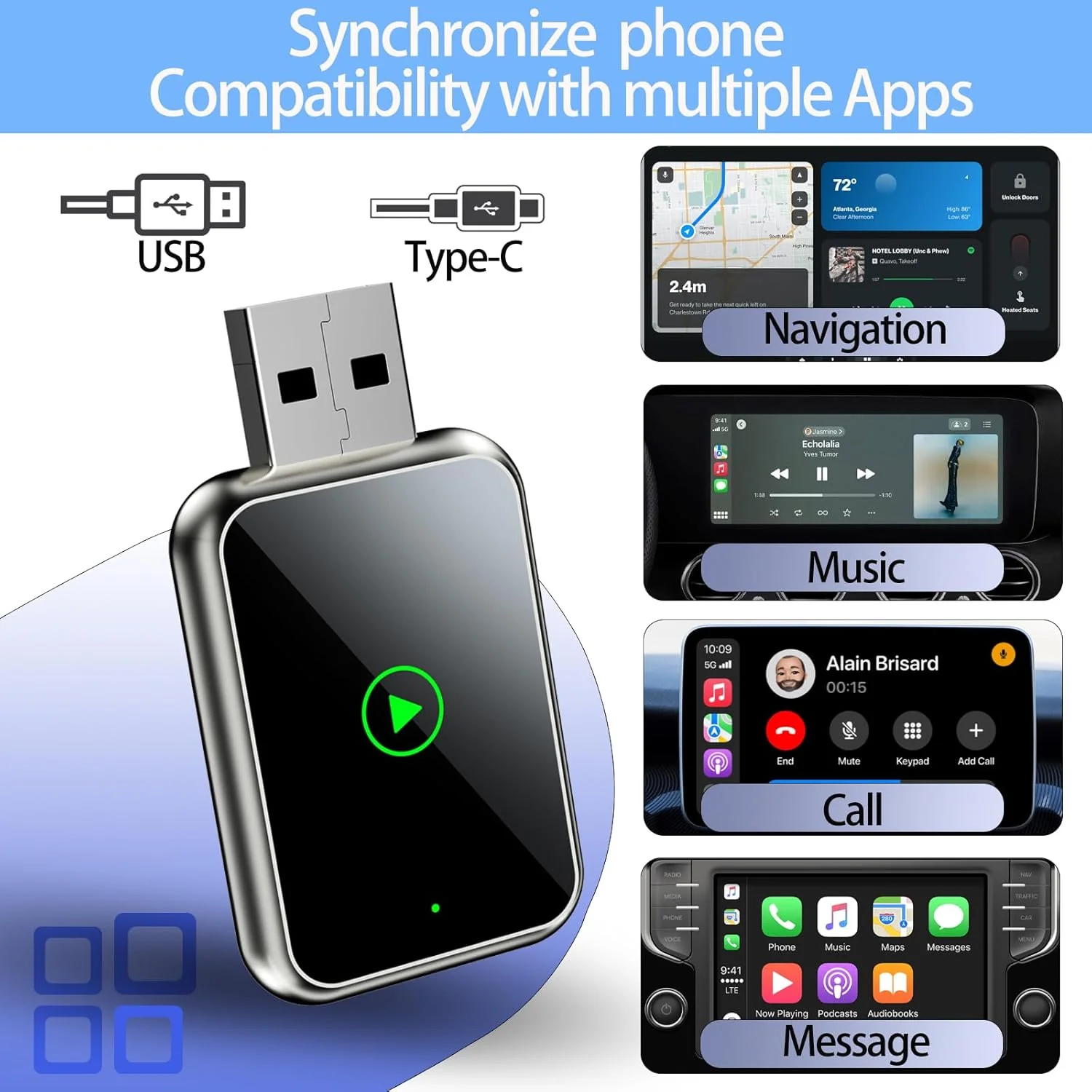[GOLD] WireFree CarPlay Adapter – Wireless Freedom for CarPlay & Android Auto - Image 4