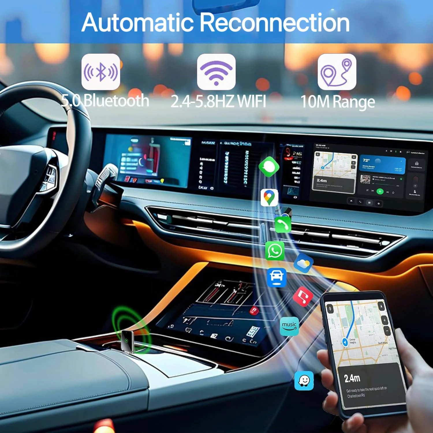 [GOLD] WireFree CarPlay Adapter – Wireless Freedom for CarPlay & Android Auto - Image 7